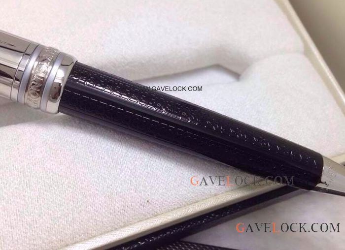 Copy Montblanc Meisterstuck Silver Ballpoint Pen - Black Barrel